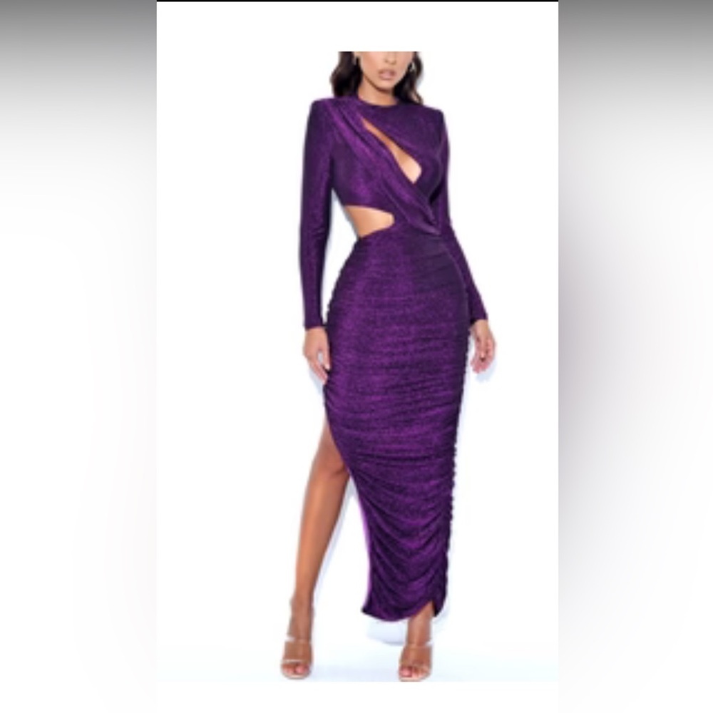 Chic Long Sleeve Purple Dress